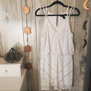 White House Black Market White Beaded Dress D10